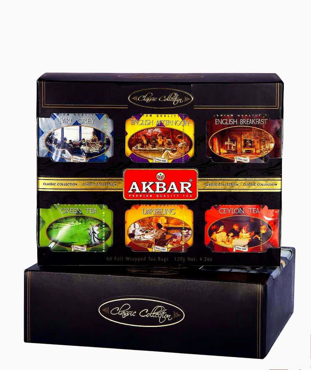 چای اکبر کادویی 6طعم(60عددی)